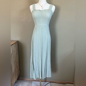 Kiwi and Punch Smocked Midi Light Mint Green Dress Small Feminine Pretty